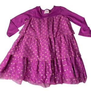 Hanna Andersson Pink Gold Star Tutu Ruffle Dress Size 100 US 4 longsleeve